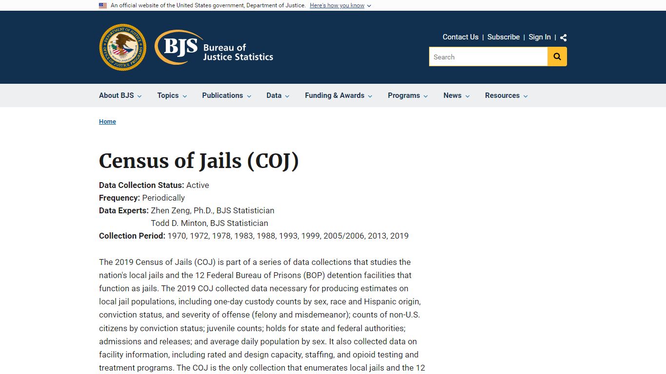 Census of Jails (COJ) | Bureau of Justice Statistics